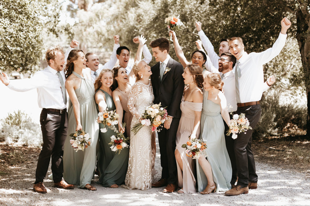 bridal party photo in California