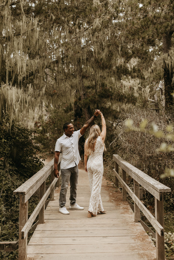California engagement photos couple posing with each other