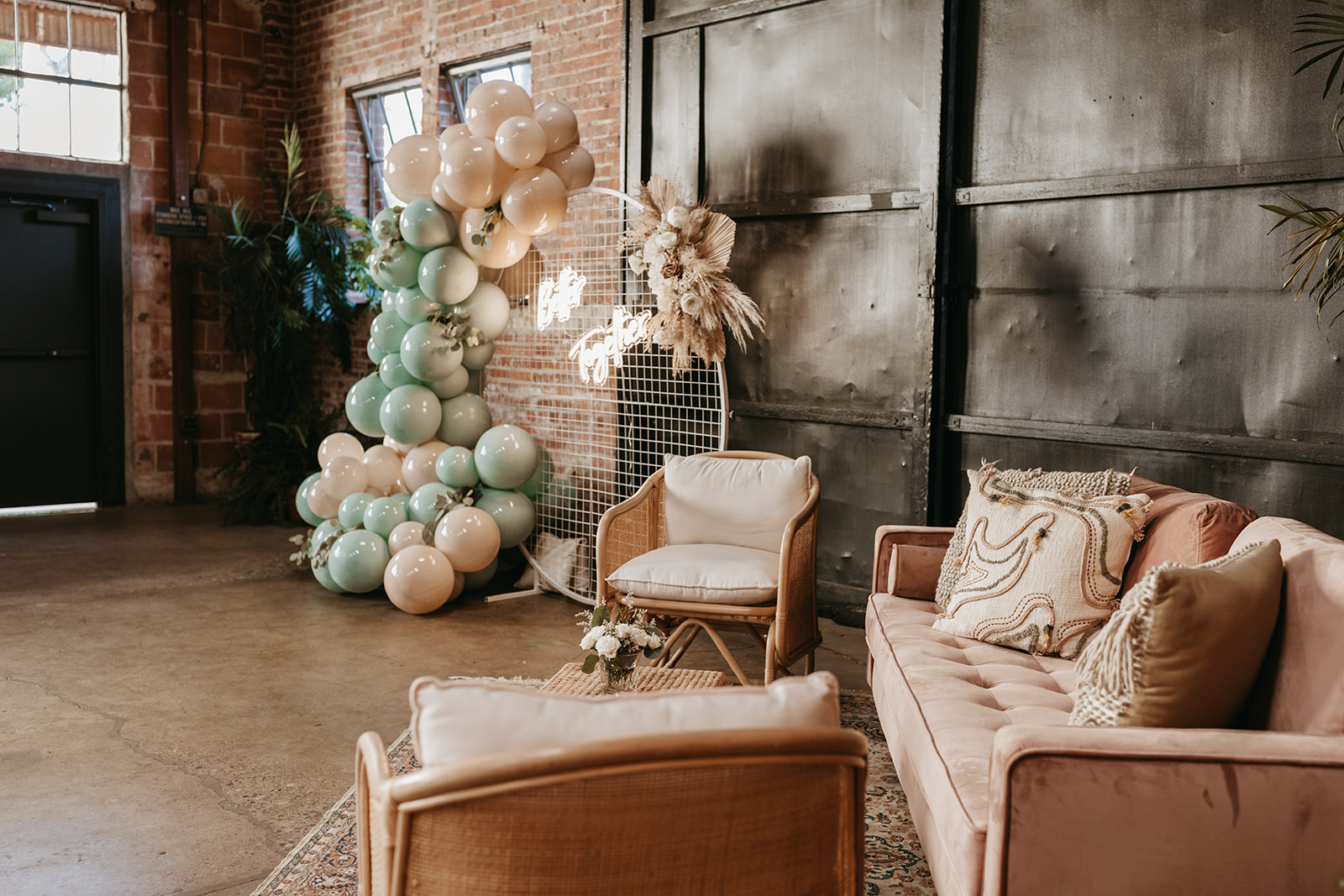 wedding decor photo with a lounge section | The Penny: A Downtown Wedding Venue in San Luis Obispo