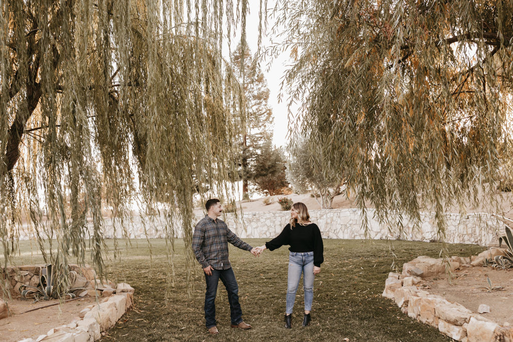 Outdoor Engagement Photos at Willow and Oak Estate