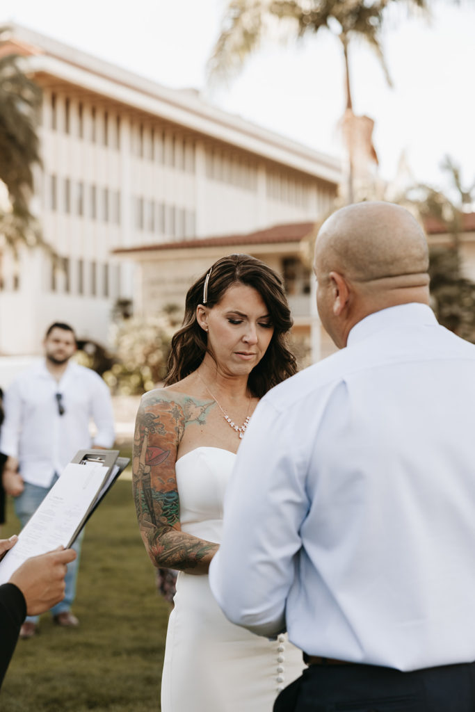 new bride and groom posing after their courthouse elopement in santa Barbara | An Outdoor Santa Barbara Courthouse Wedding Elopement | Brandi & Allen
