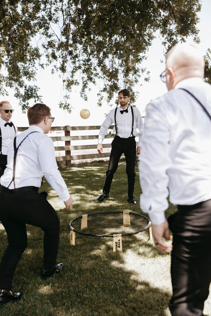 groomsmen playing