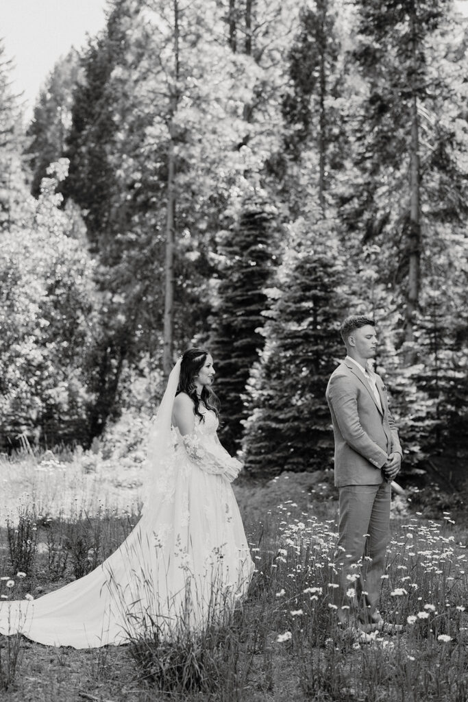 newlyweds posing in northern california for wedding portraits