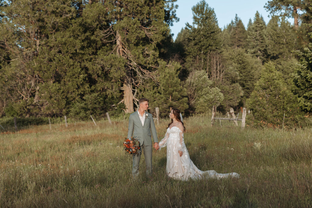 couple posing in northern california for their outdoor wedding
