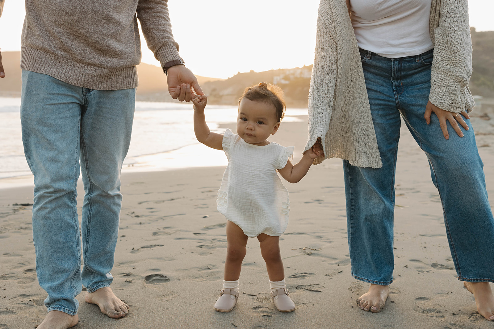 a family photoshoot on the beach in california