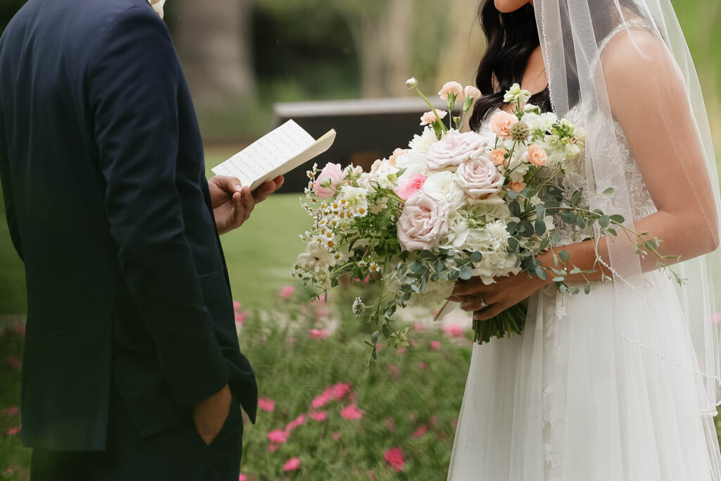 a first look photoshoot at a wedding in california
