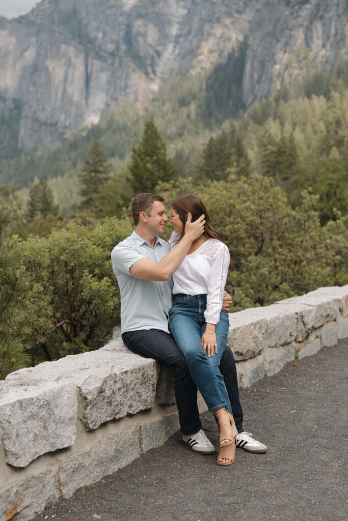 couple posing for their engagement session in California
