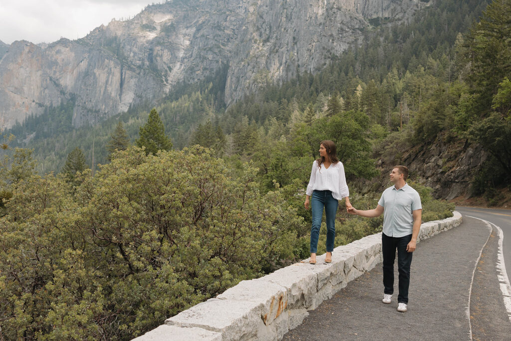 couple posing for their engagement session in California
