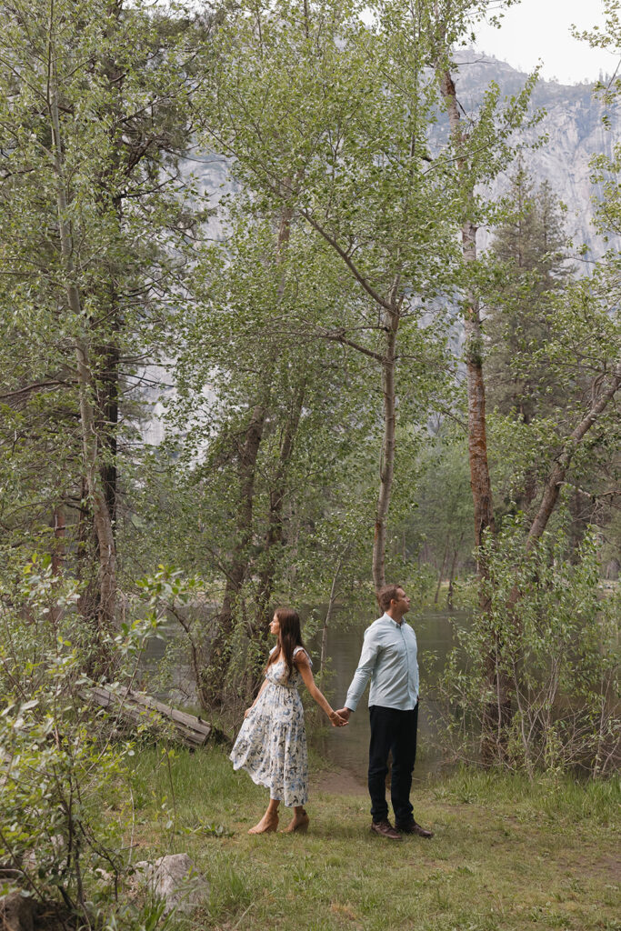 couple posing for their engagement session in California
