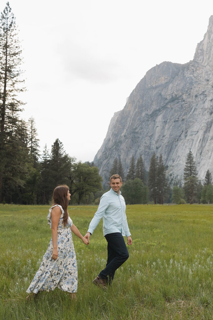 couple posing for their engagement session in California
