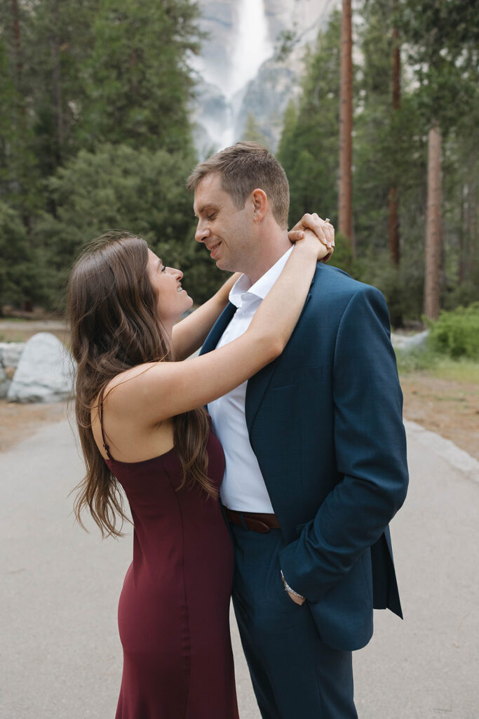 couple posing for their engagement session in California
