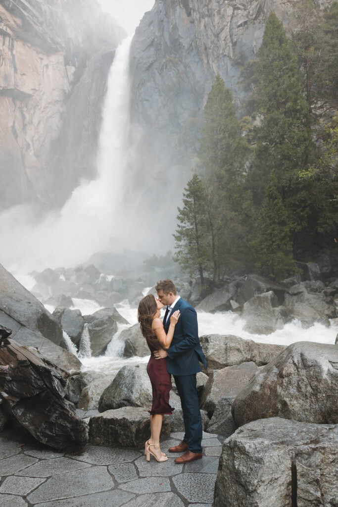 couple posing for their engagement session in California
