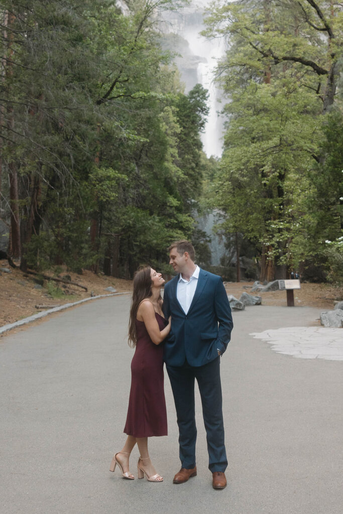 couple posing for their engagement session in California
