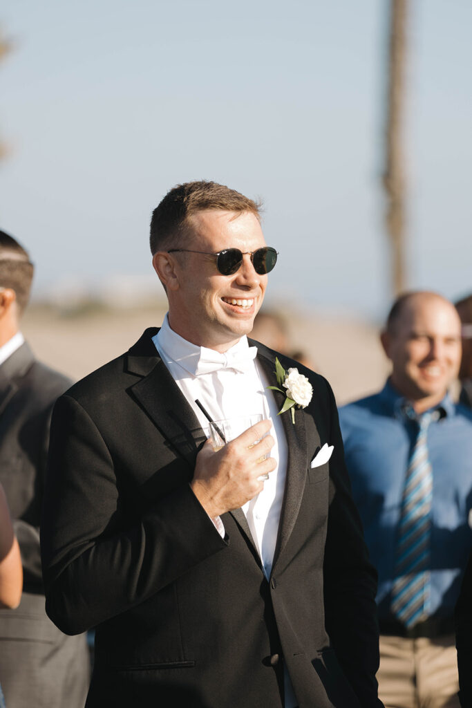 Cocktail hour moment photographed in Chico, California wedding.