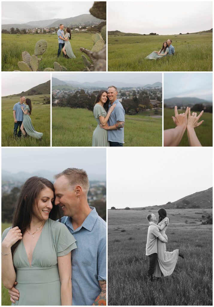 Natural engagement session in open land with calm, even light