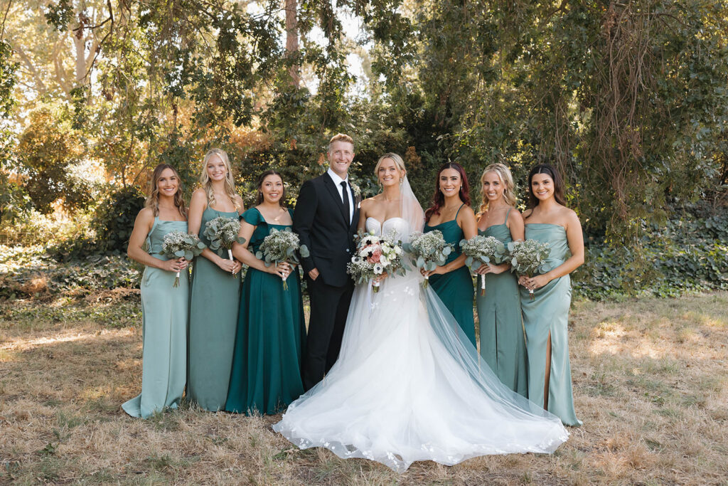 wedding party celebrating together before the ceremony